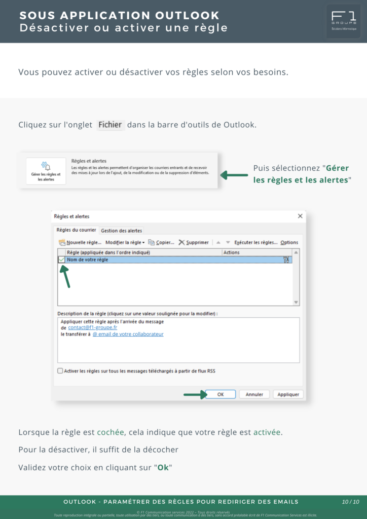Fiche outlook regles rediriger-emails